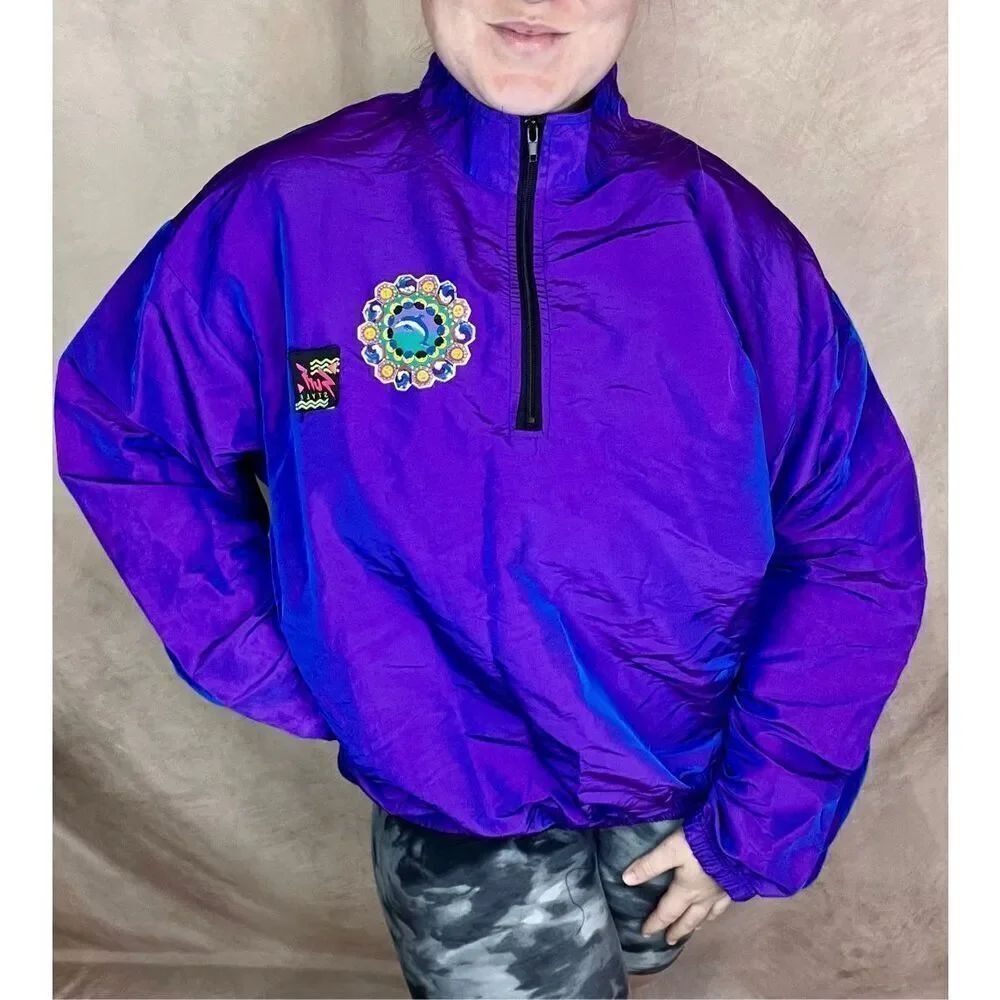 Vintage Plus Size Dolphin Celestial Windbreaker XL 90s 80s